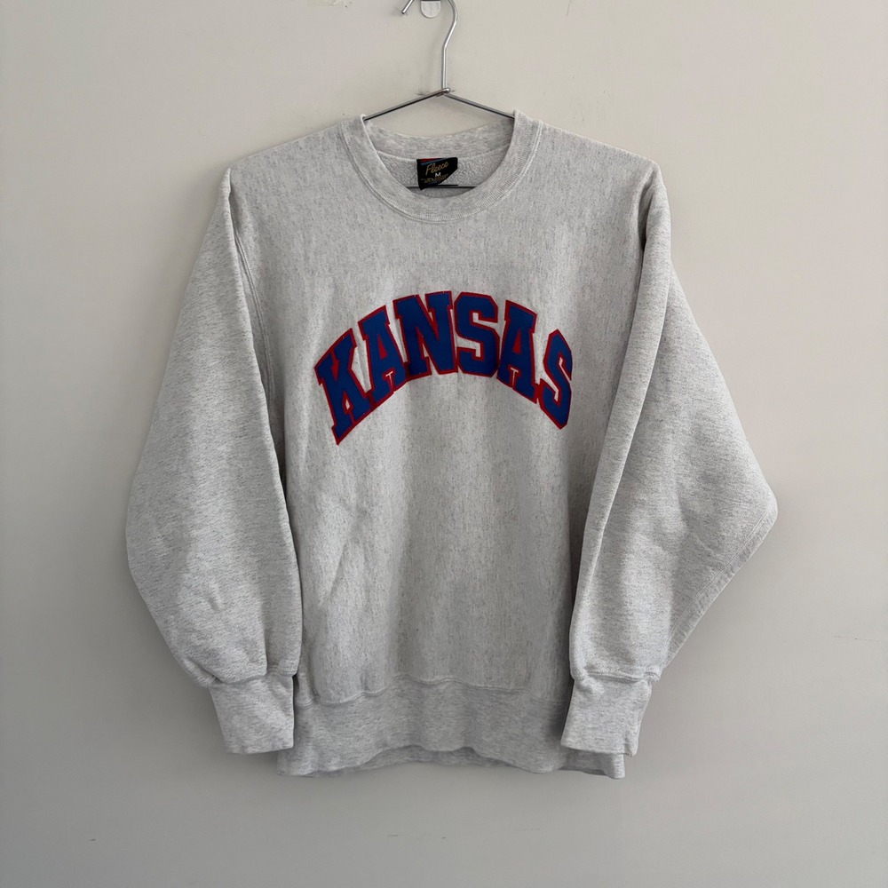 Vintage Soffe Fleece Kansas Sweatshirt Gray Crewneck Medium USA Made